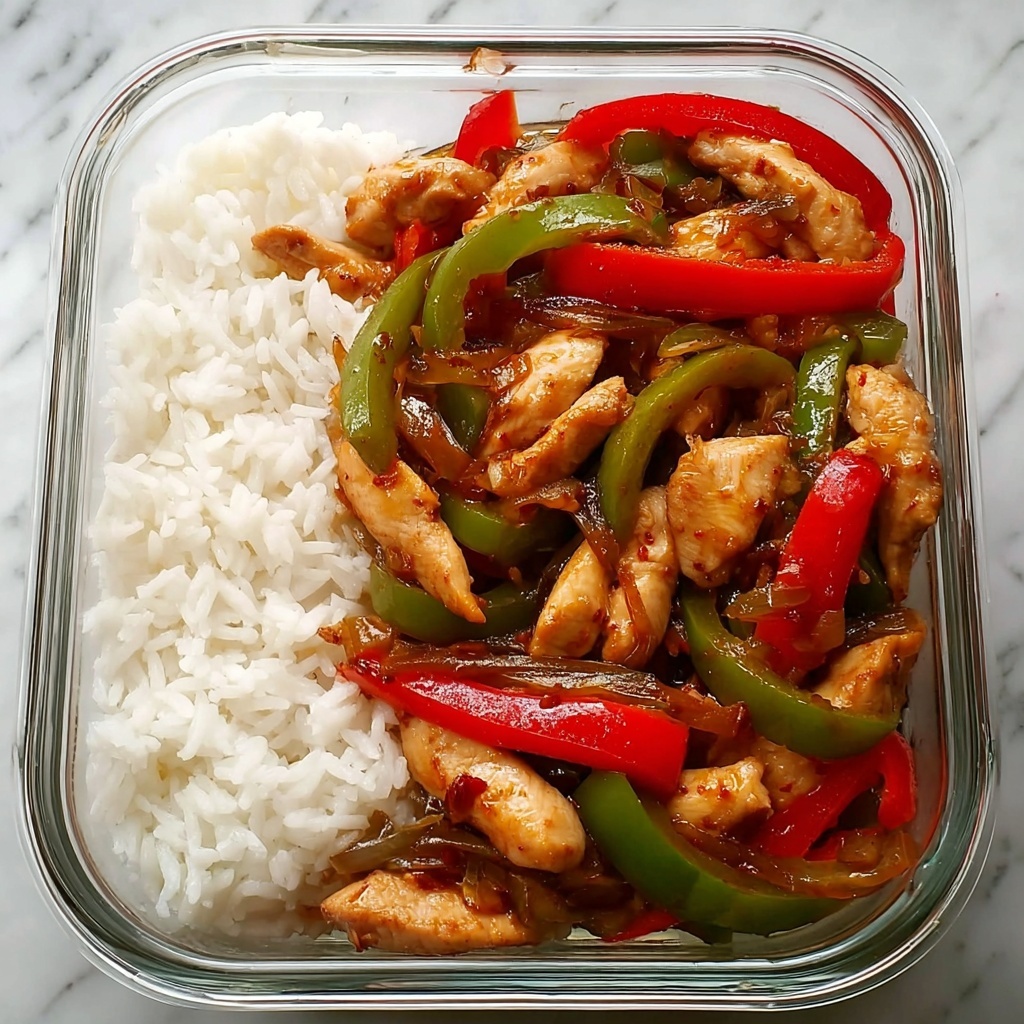 Spicy Pepper Chicken Stir-Fry with Rice Recipe - Recipe Image