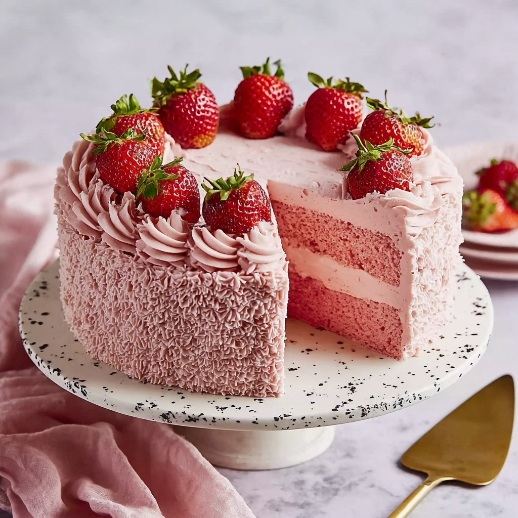 Strawberry Layer Cake with Cream Cheese Frosting Recipe - Recipe Image