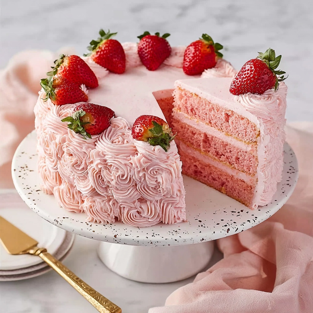 Strawberry Layer Cake with Cream Cheese Frosting Recipe - Recipe Image